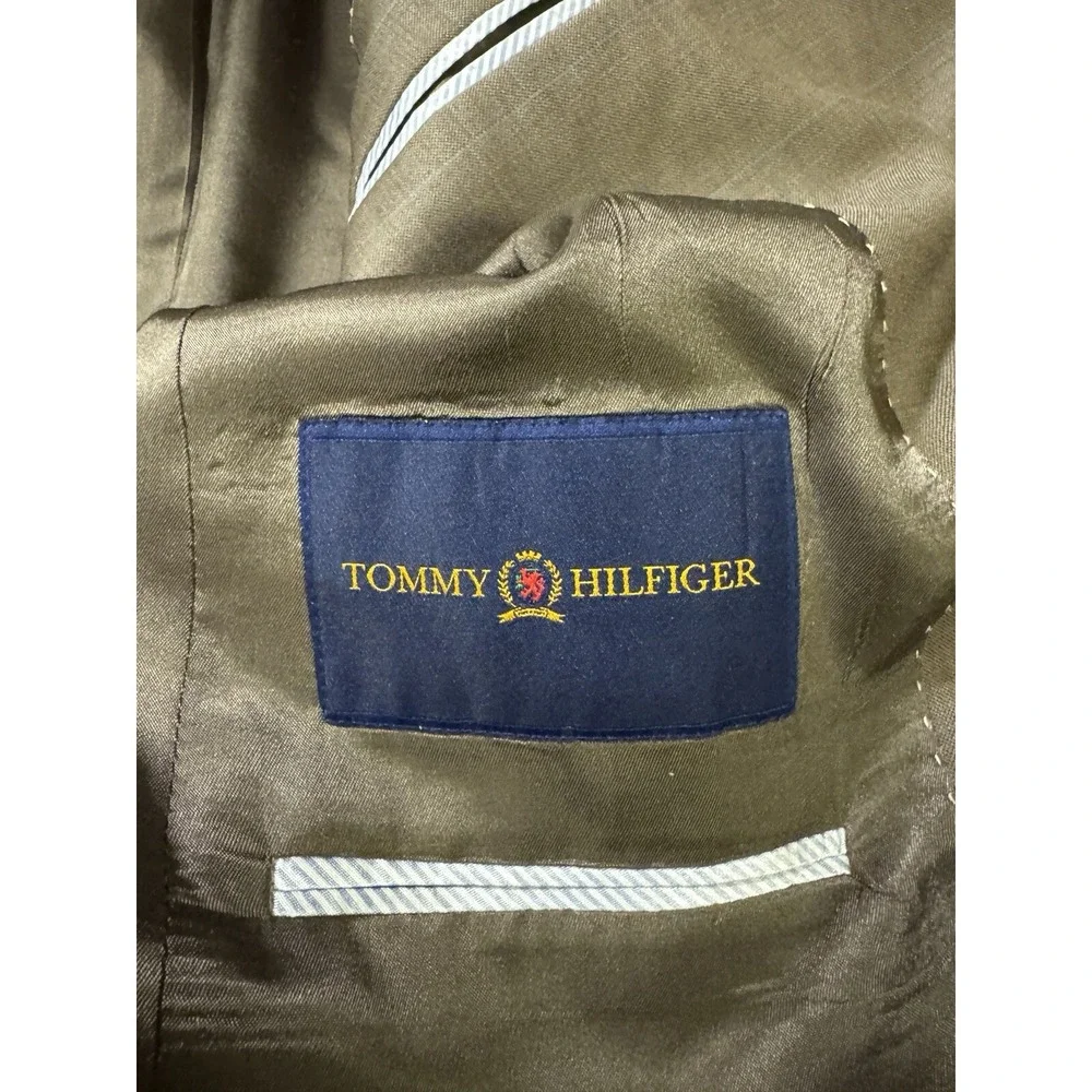 3 Button Men's Size 42L Long Tommy Hilfiger‎ Light Brown Suit Jacket Coat Clean